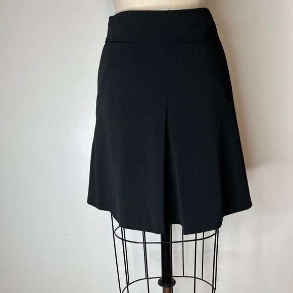Patrizia Pepe Black A-Line Skirt, Size 42, Inverted Peats, Back Slit - Picture 2 of 7